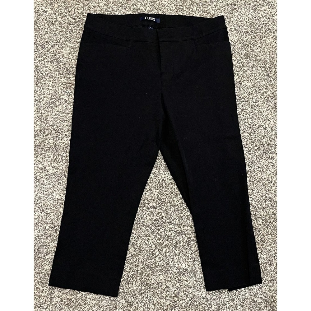 Chaps Dress Pants Womens 10 Black Twill Tapered Stretch Work Office Ankle Career